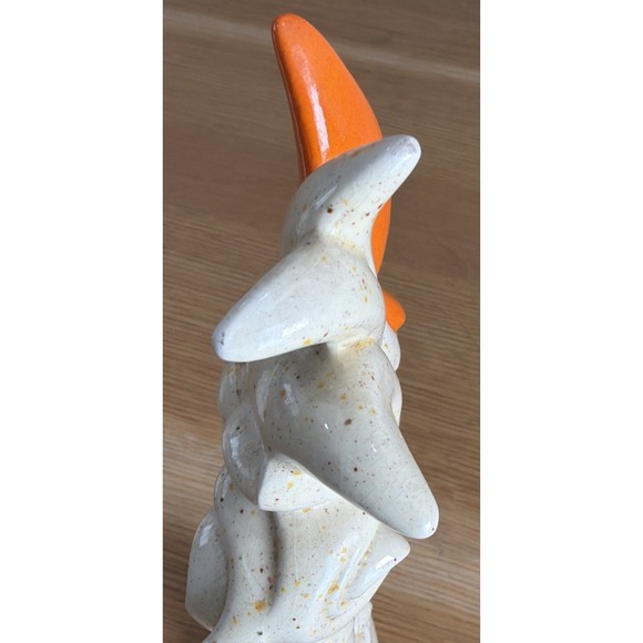 Pair Of 12" Tall Cream/yellow/orange Speckle MCM Rooster And Hen (hen Damaged) - Picture 8 of 16